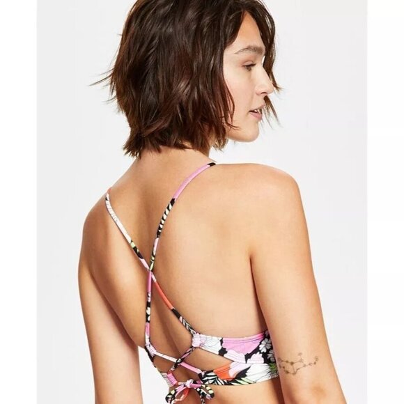 Salt + Cove Juniors' Floral-Print Shirred-Front Bikini Top XS - Picture 2 of 5